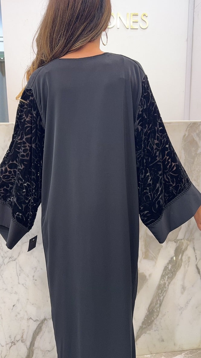 Gandoura avec cotés velours noire