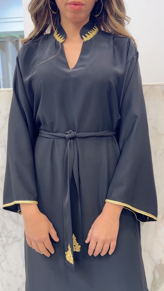 Robe col officier ceinture dorure