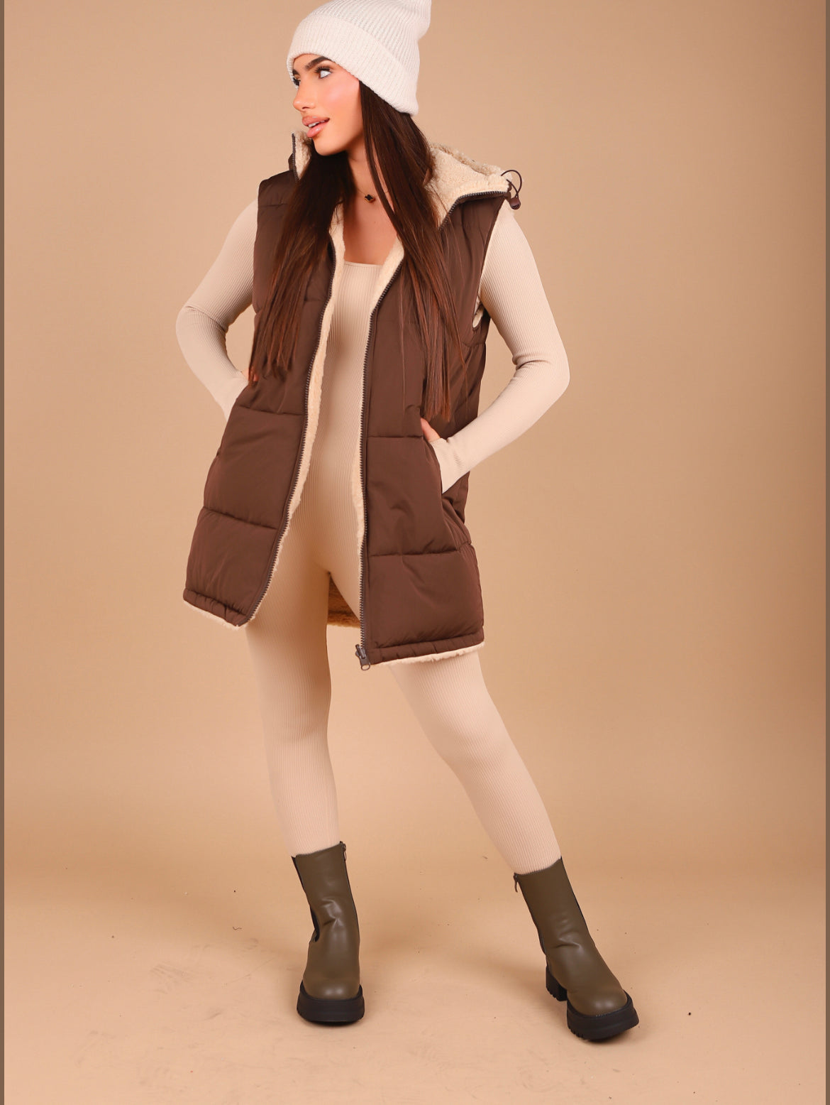 gilet moumoute double face
