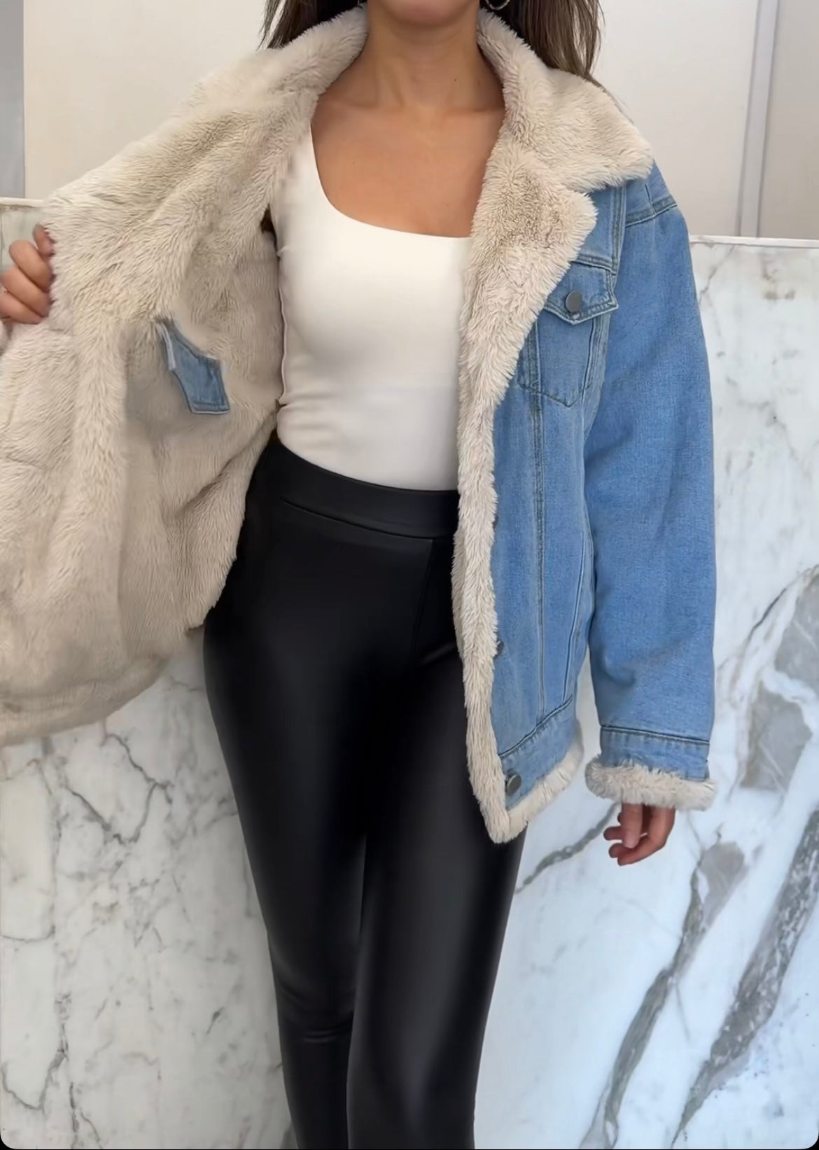 vest jean double face