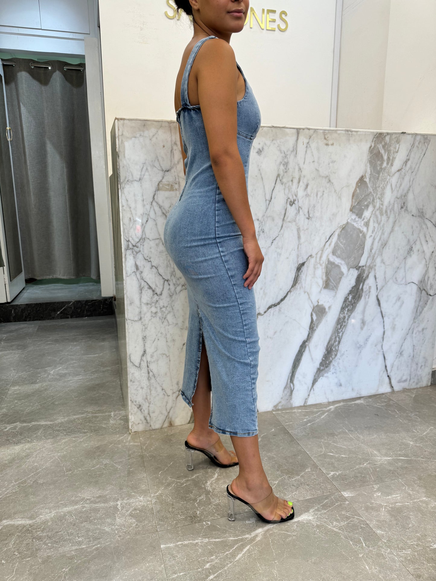 robe jean débardeur moulante