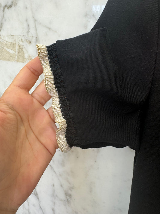 T-shirt noir manches bandes beige