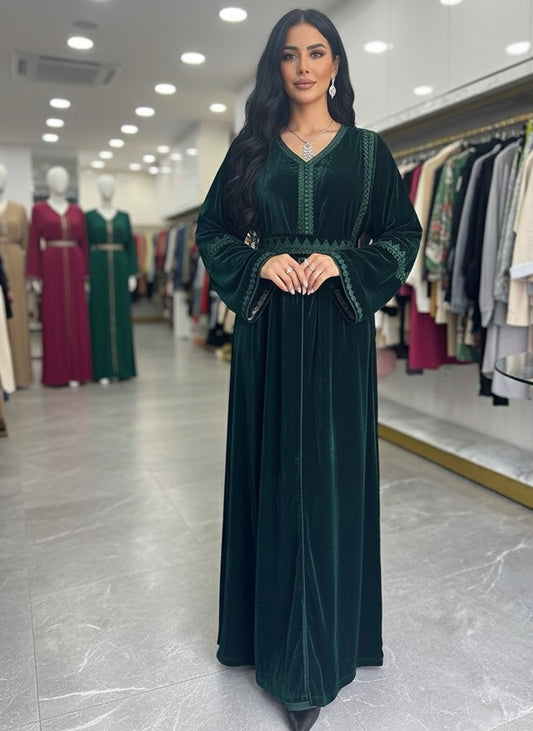 caftan velours avec ceinture chic