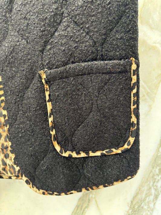 Gilet moumoute intérieur léopard