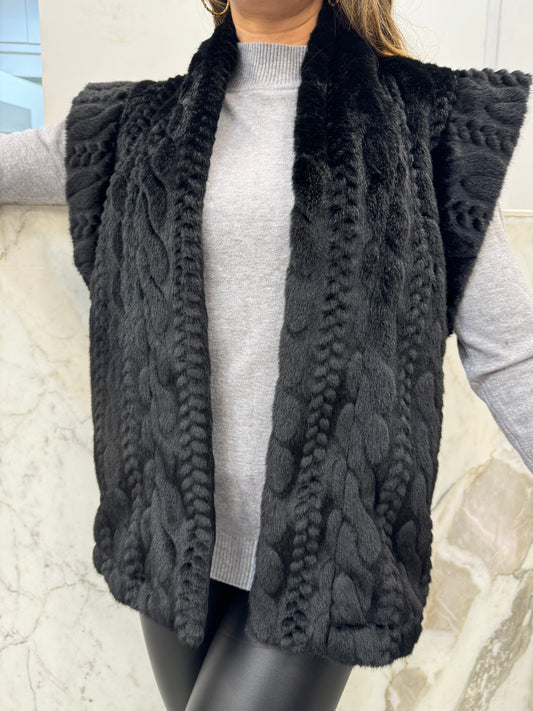 Gilet fourrure vegan torsadée