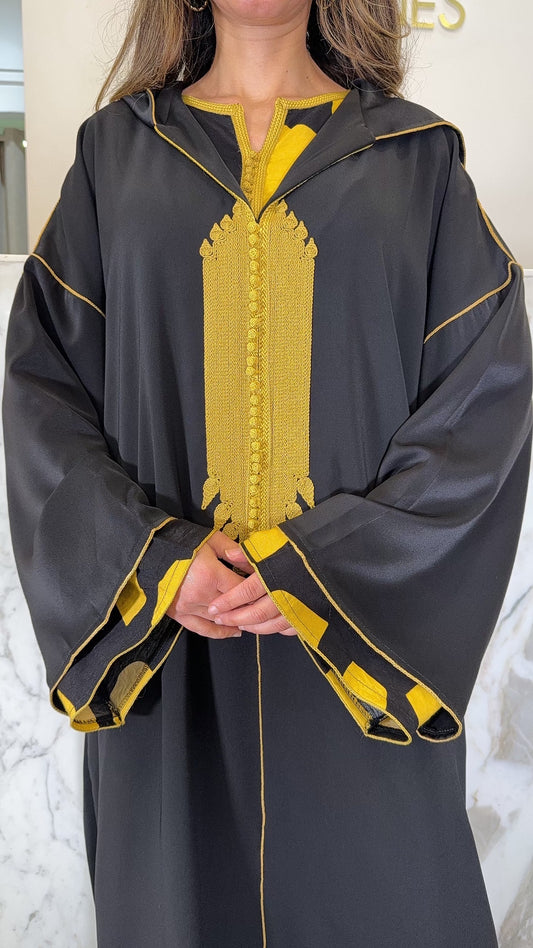 Djellaba noir jaune