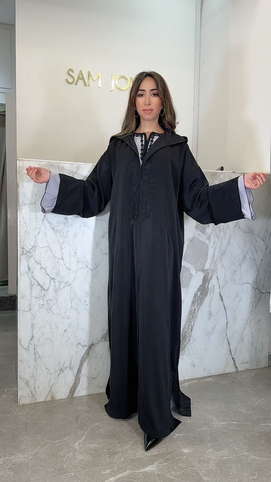 Djellaba noir gris