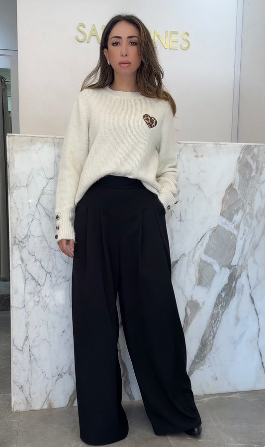 Pull avec coeur léopard