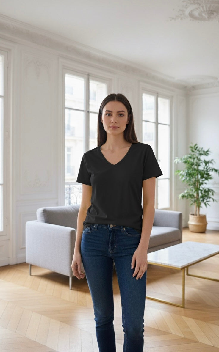 t-shirt simple col V