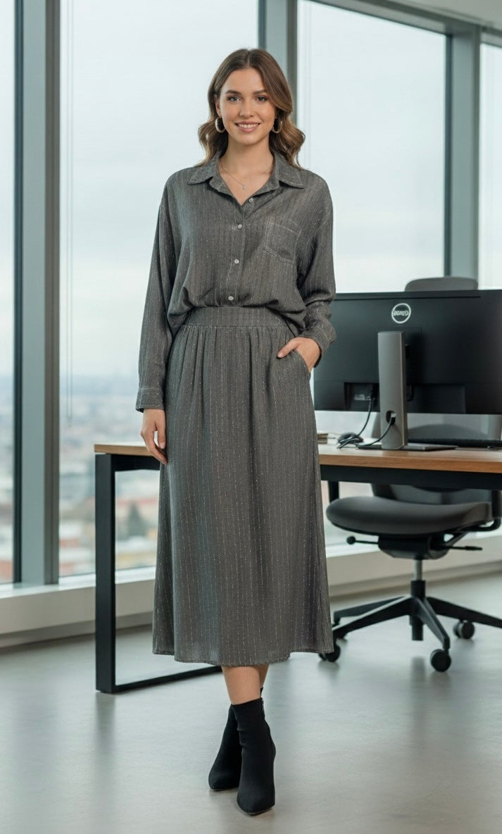 ensemble jupe strass bleu