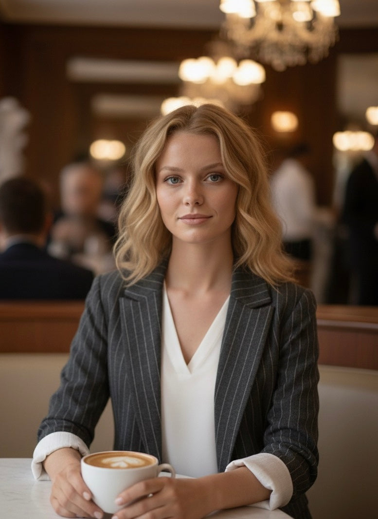 Blazer à rayure manches retroussées