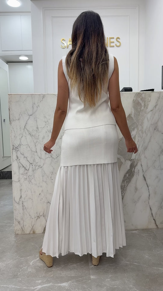 Ensemble maille sans manches blanc