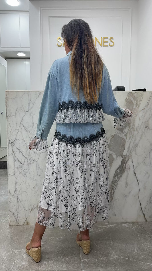 ensemble jupe jean en tulle