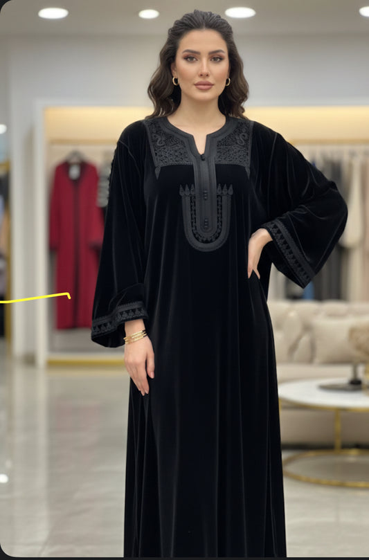 Gandoura velours ton sur ton