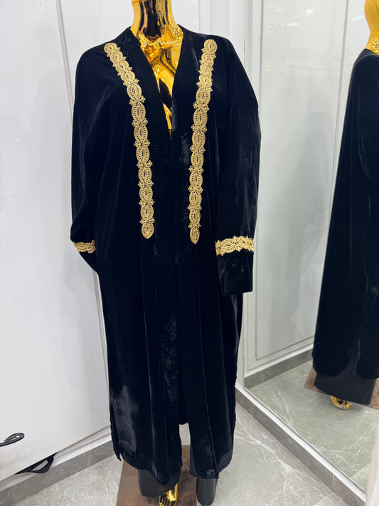 kimono brodé doré col manche