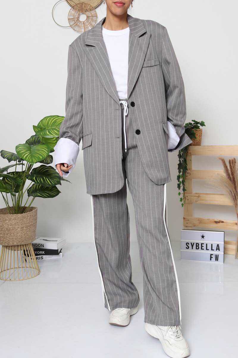 ensemble blaser oversize rayée