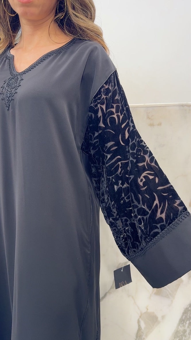 Gandoura avec cotés velours noire