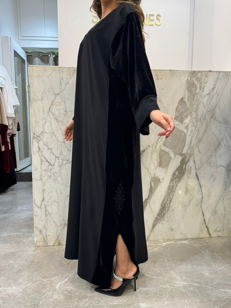 Gandoura avec cotés velours bordeau