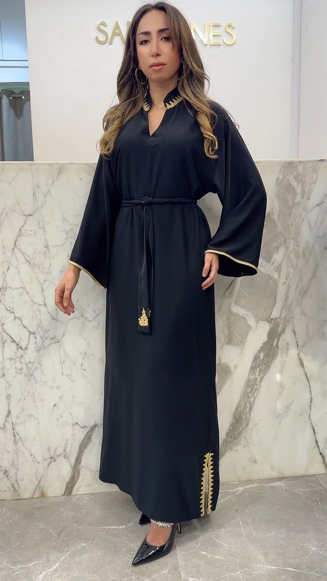 Robe col officier ceinture dorure