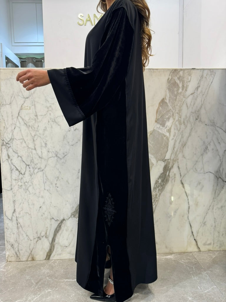 Gandoura avec cotés velours bordeau