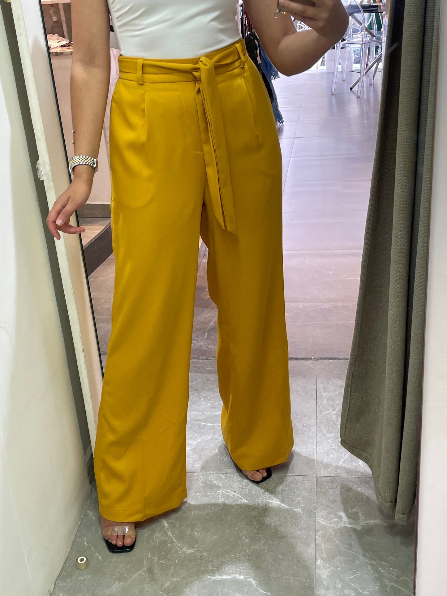 pantalon large à ceinture