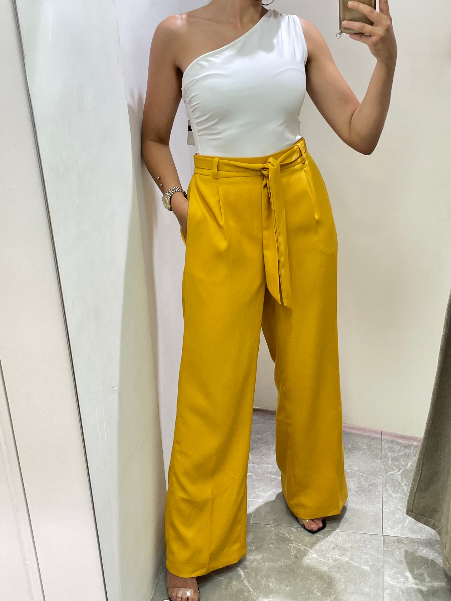 pantalon large à ceinture