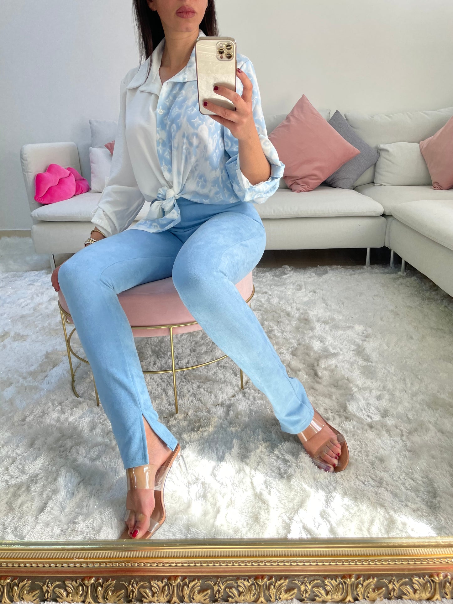 Pantalon suédine fente coté