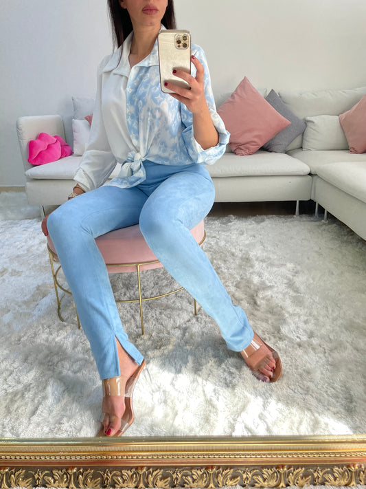 Pantalon suédine fente coté