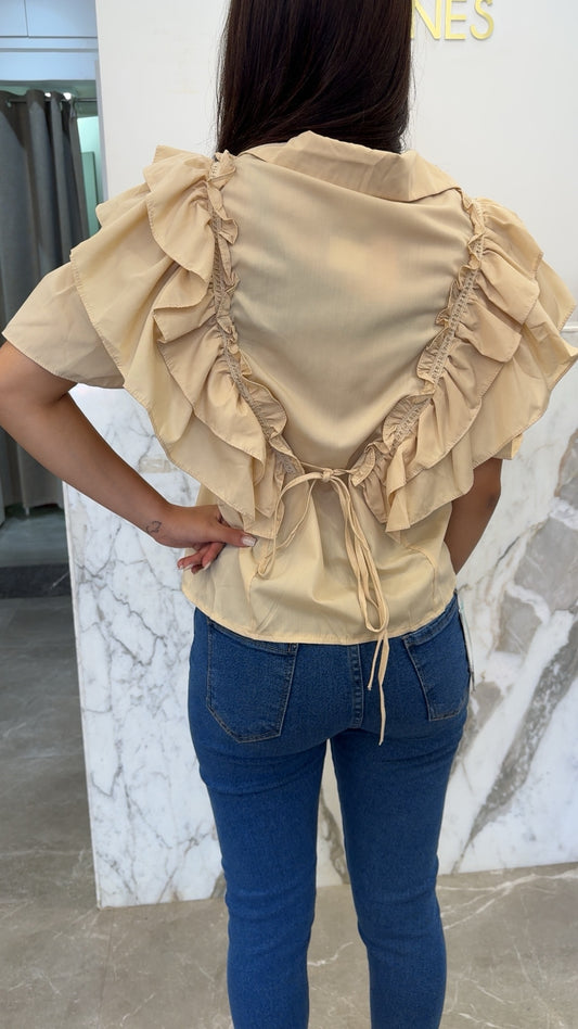 Chemise froufrou beige