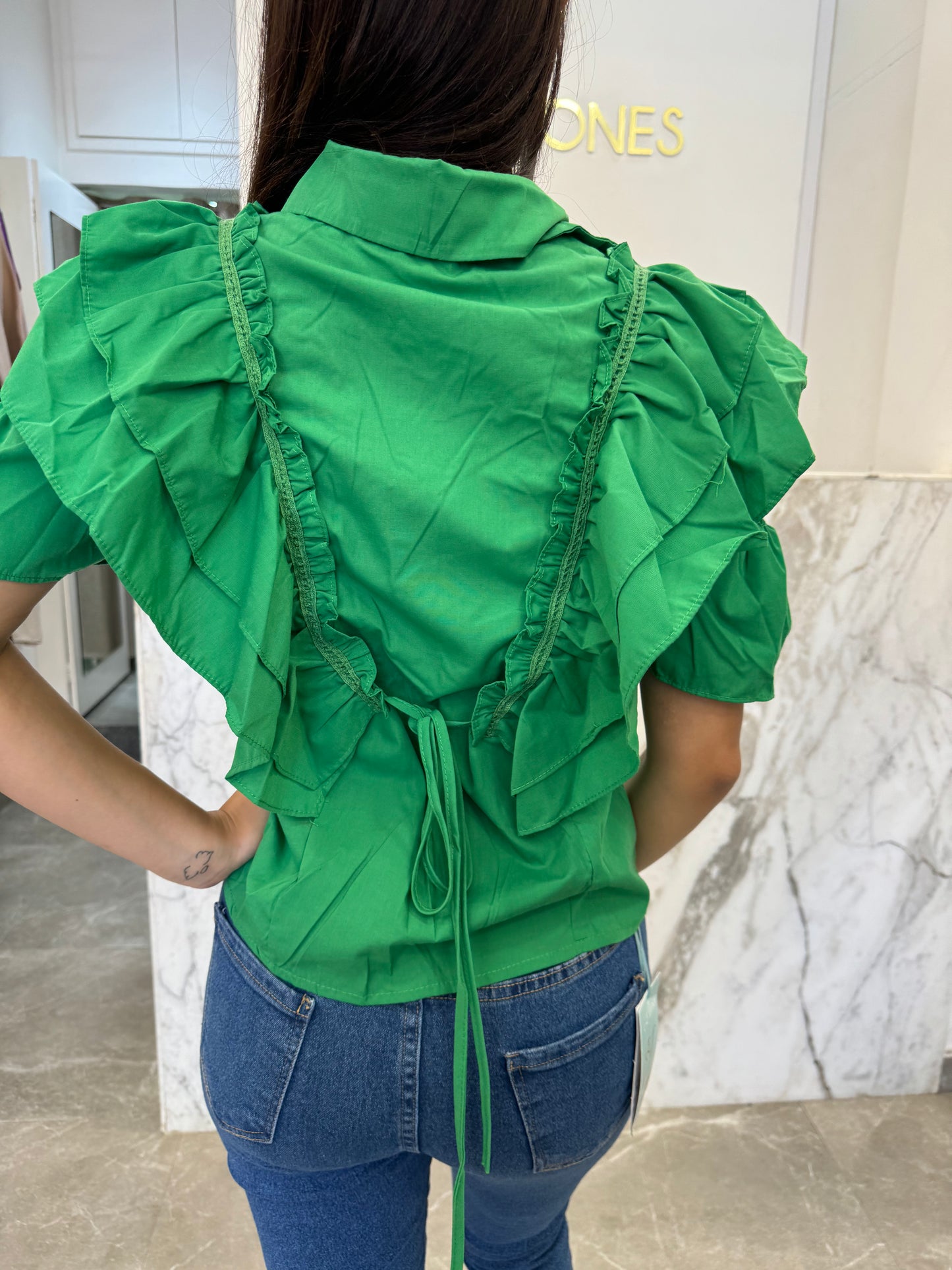 Chemise froufrou vert