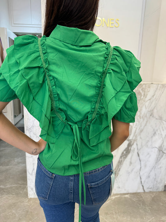 Chemise froufrou vert