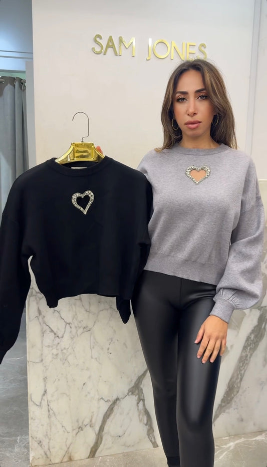 Pull coeur strass