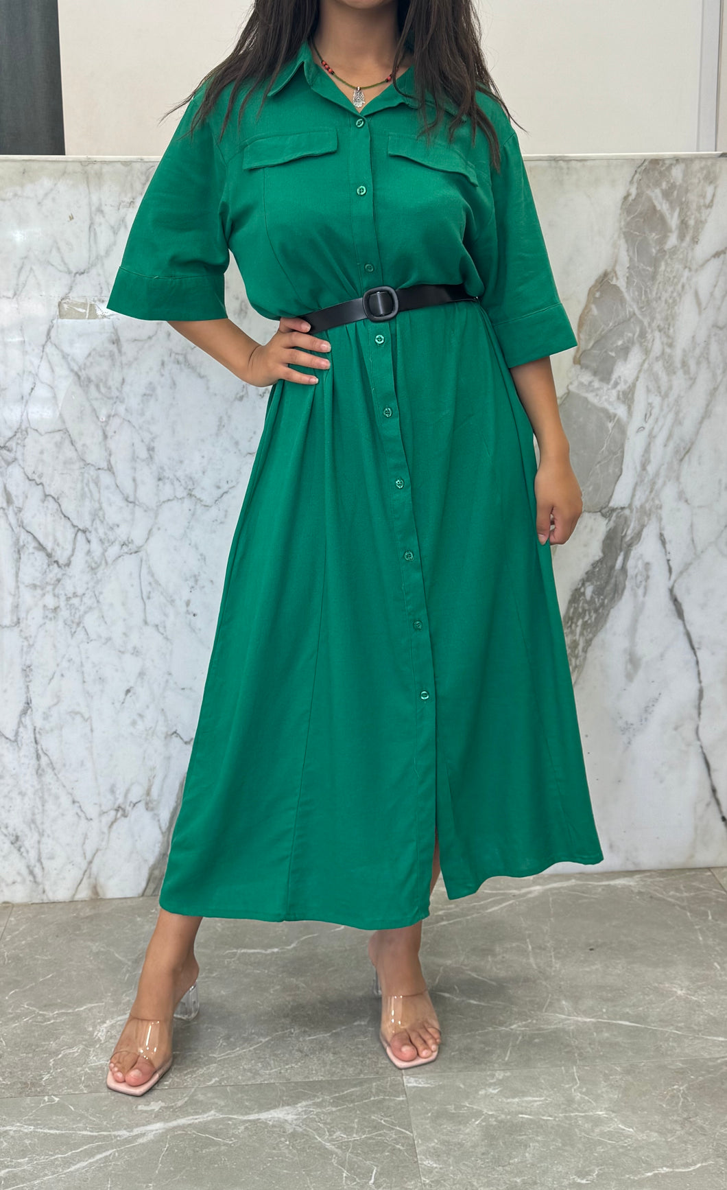 robe verte +sinture