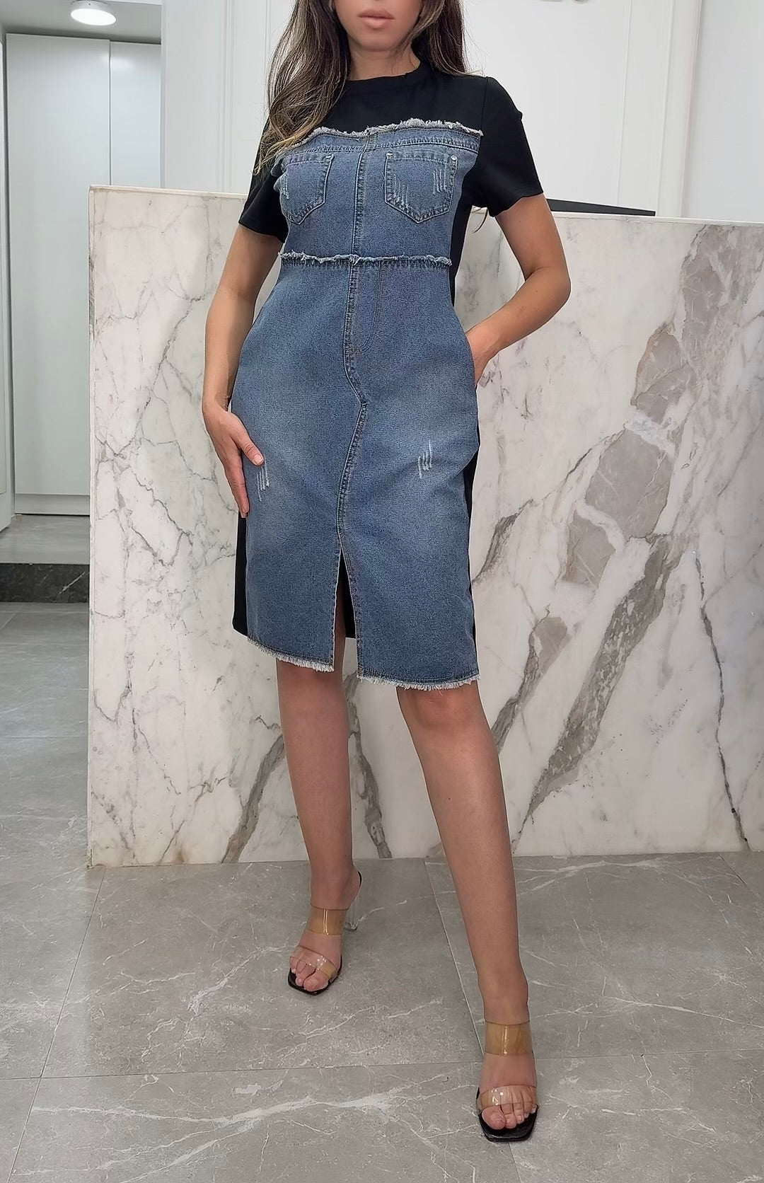 robe bi matière jean