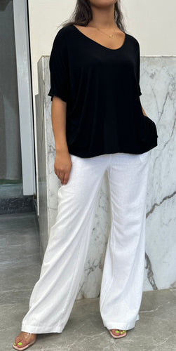 pantalon lin blanc