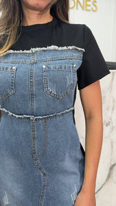robe bi matière jean