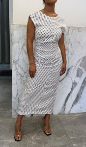 robe blanc pois marron