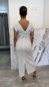 robe blanc pois marron