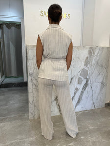 Ensemble lin rayée