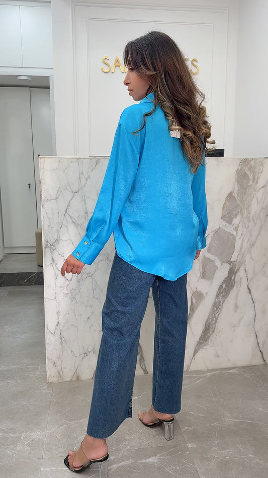 chemise fluide simple bleu