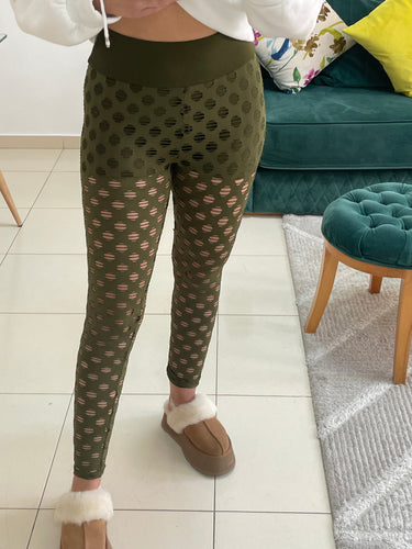 legging petits trou vert