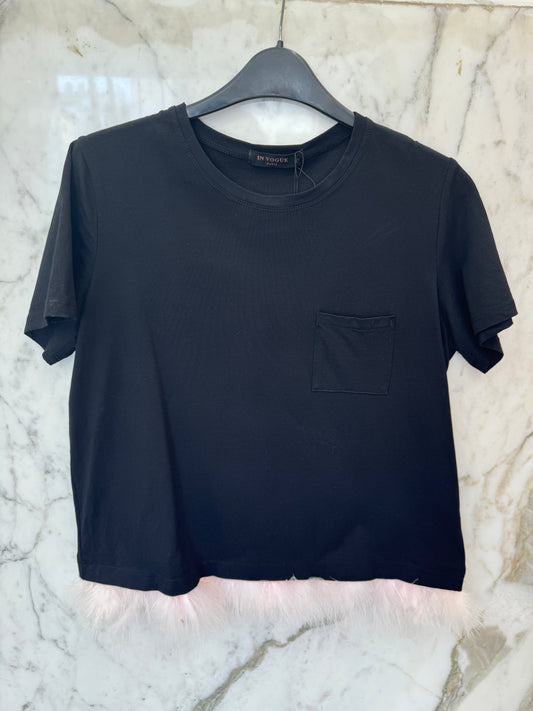 t-shirt avec plumes