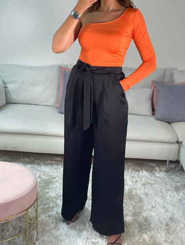 pantalon noir satin