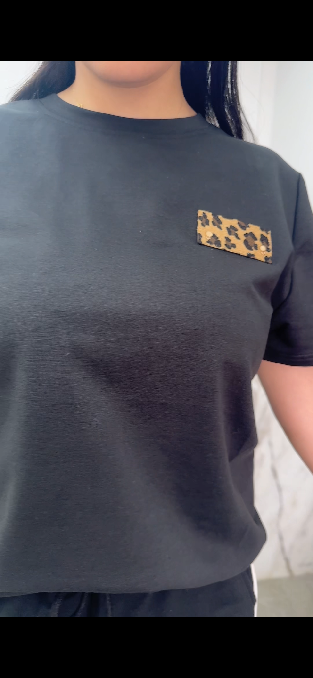 ensemble bi matière noir léopard