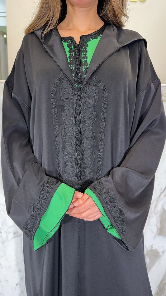 Djellaba noir vert