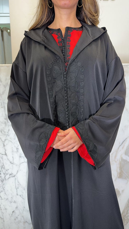 Djellaba noir red