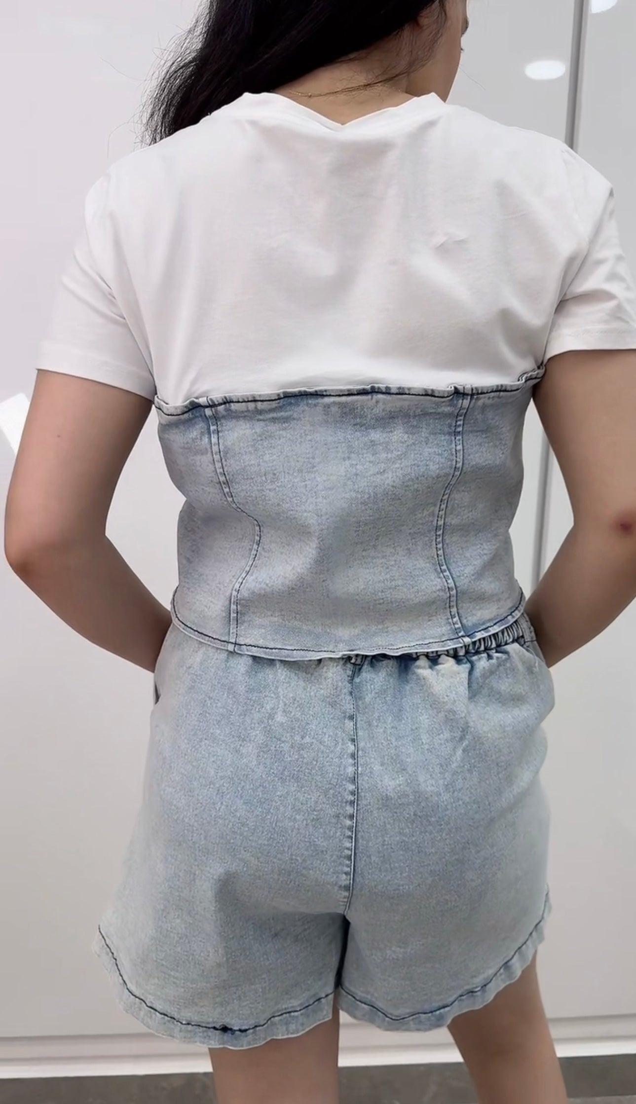 ensemble short bi matière jean