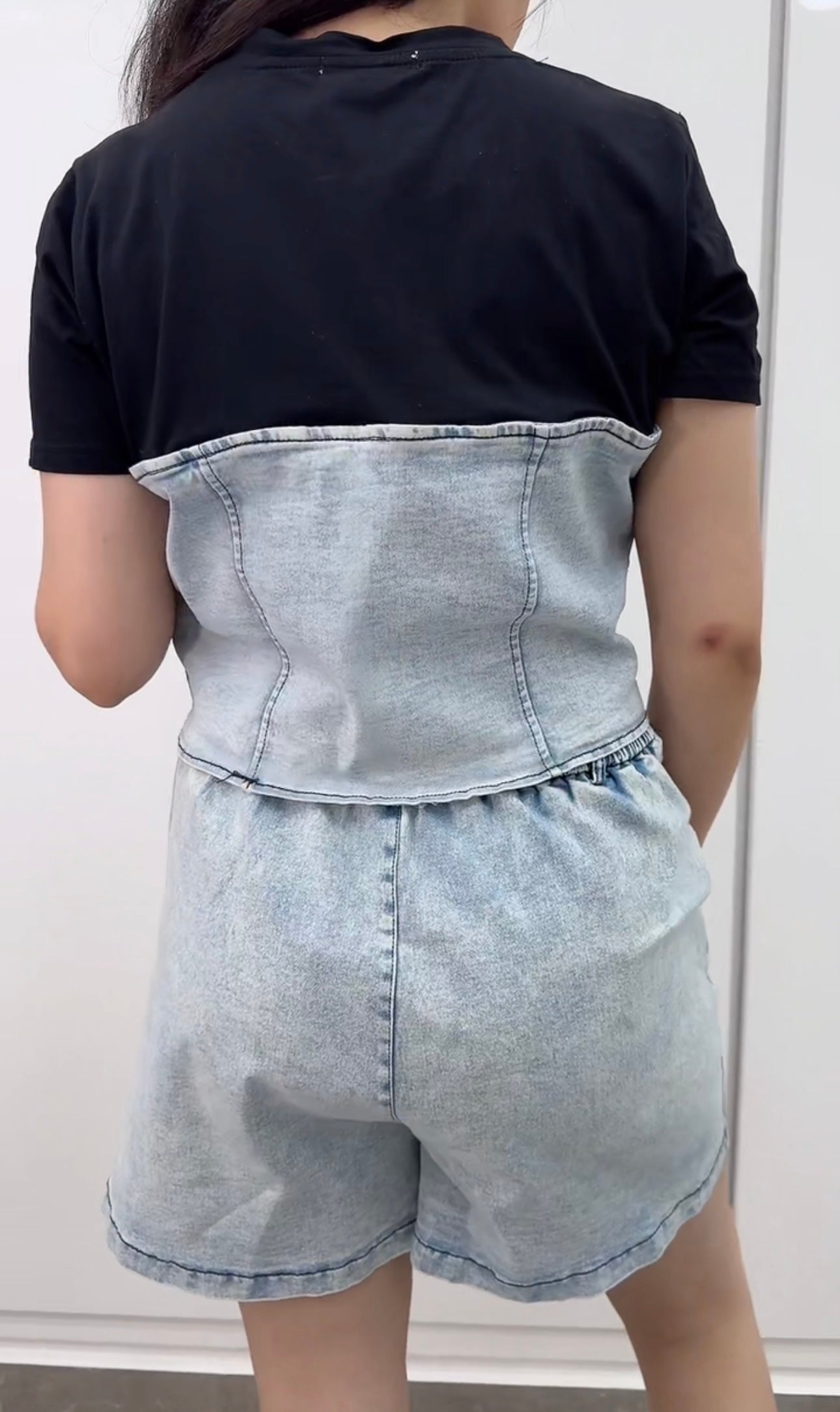 ensemble short bi matière jean