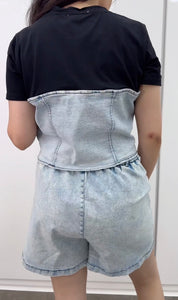 ensemble short bi matière jean