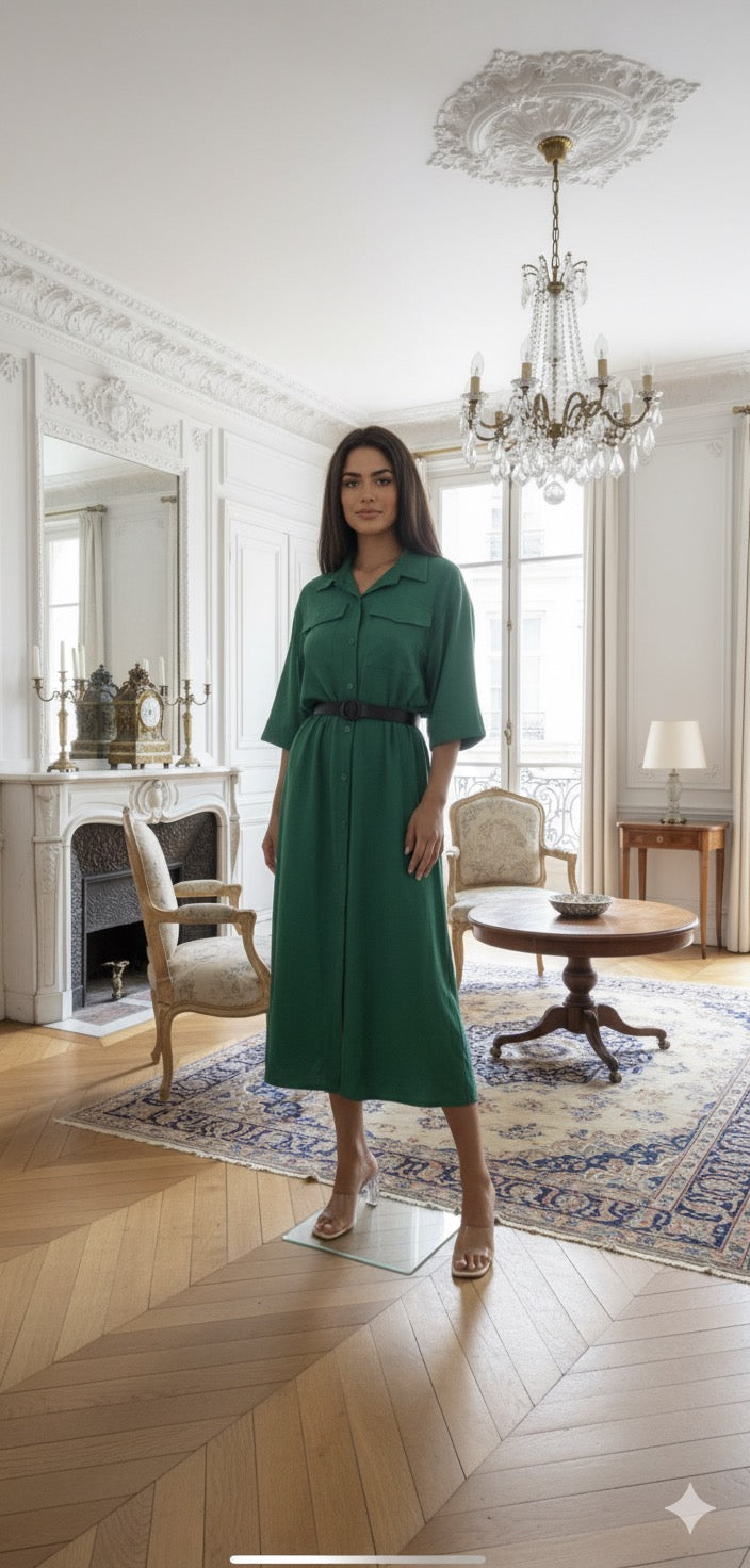 robe vert avec ceinture